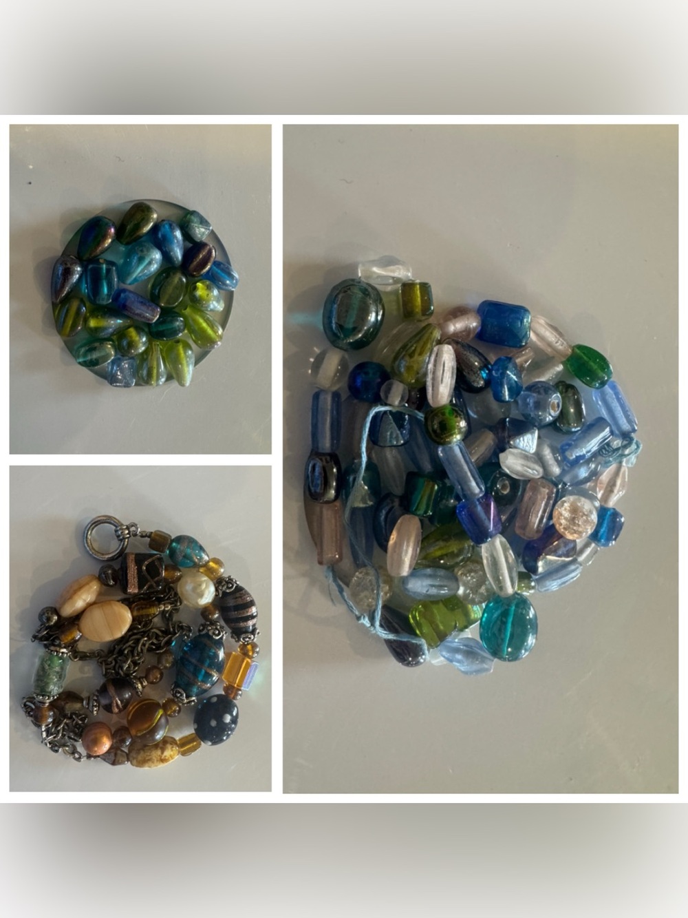 Lot of glass beads - in multi sea glass colors.